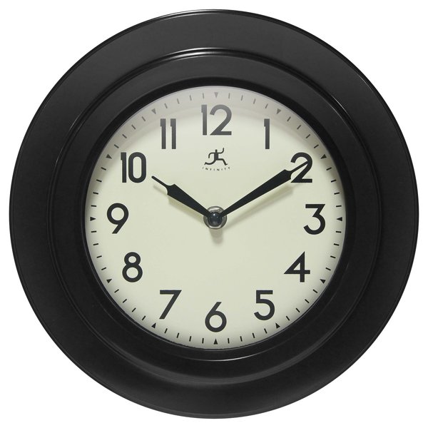 Infinity Instruments Retro Escape 9.75 in. Wall Clock - Black 20305BK-4543